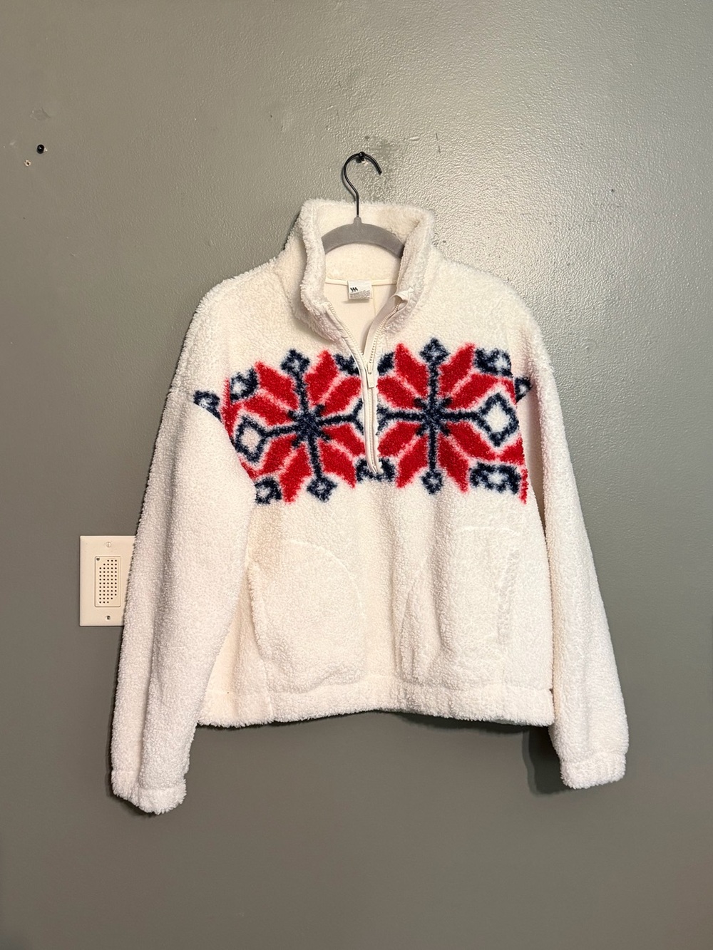 All In Motion High Pile Fleece 1/2 Zip Snowflake Pullover S NWT